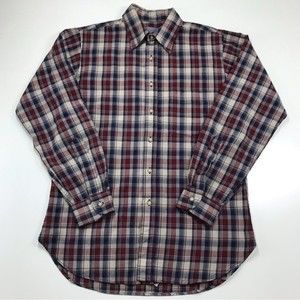 Pendleton 100% Virgin Wool Long Sleeve Plaid Button Up Shirt Red Blue Black USA